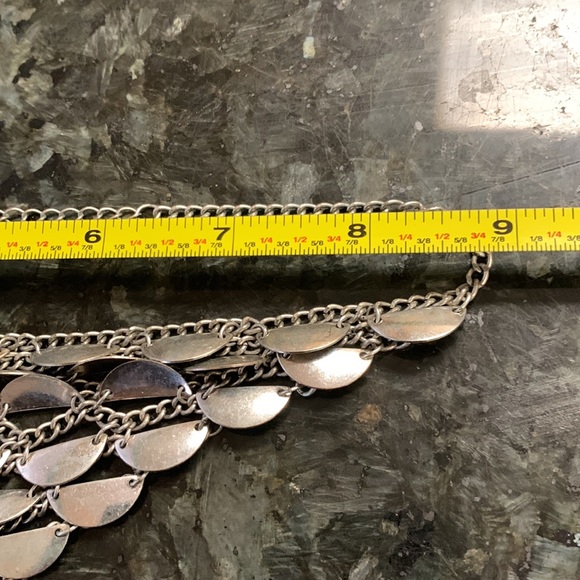 Vintage Chainmail Bib Half Moon Mermaid Dragon Scale Necklace - Picture 4 of 5